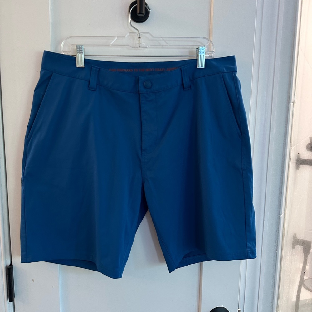 RHONE Commuter Blue Flat Front Shorts 9” inseam